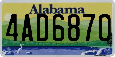 AL license plate 4AD6870