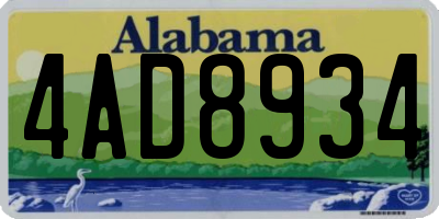 AL license plate 4AD8934