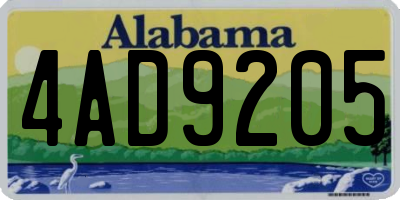 AL license plate 4AD9205