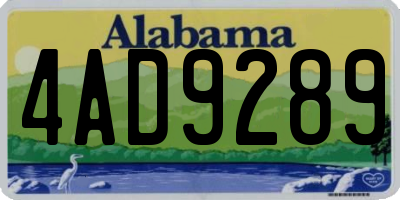 AL license plate 4AD9289