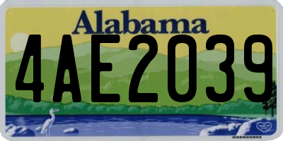 AL license plate 4AE2039