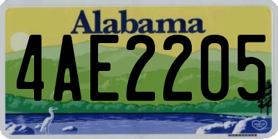 AL license plate 4AE2205