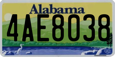 AL license plate 4AE8038