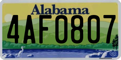 AL license plate 4AF0807