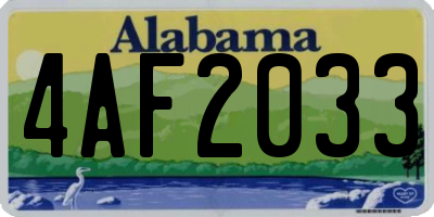 AL license plate 4AF2033