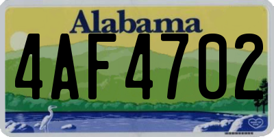 AL license plate 4AF4702