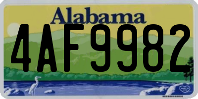 AL license plate 4AF9982