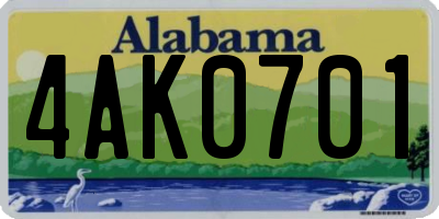 AL license plate 4AK0701