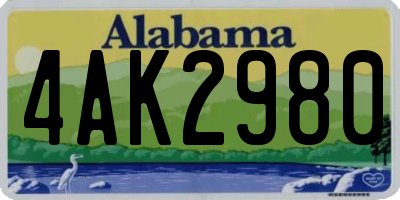 AL license plate 4AK2980