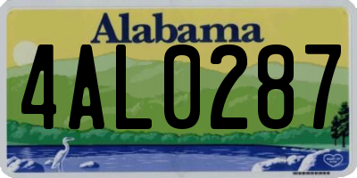 AL license plate 4AL0287