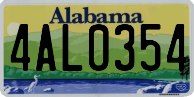 AL license plate 4AL0354