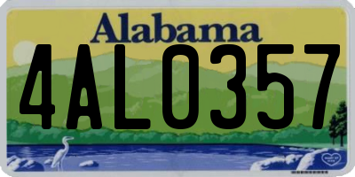 AL license plate 4AL0357