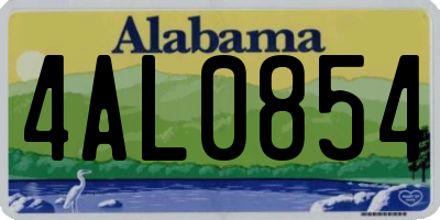 AL license plate 4AL0854