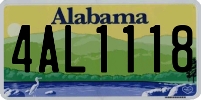 AL license plate 4AL1118