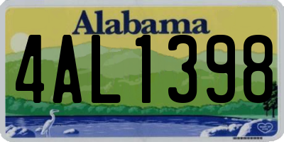 AL license plate 4AL1398