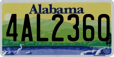 AL license plate 4AL2360