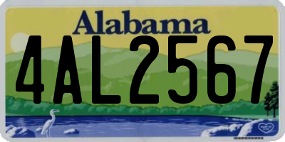 AL license plate 4AL2567