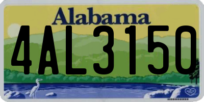AL license plate 4AL3150
