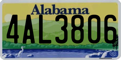 AL license plate 4AL3806