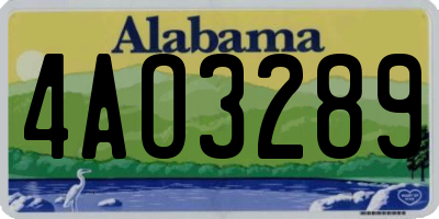 AL license plate 4AO3289