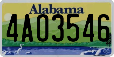AL license plate 4AO3546