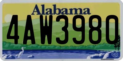 AL license plate 4AW3980