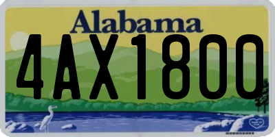 AL license plate 4AX1800