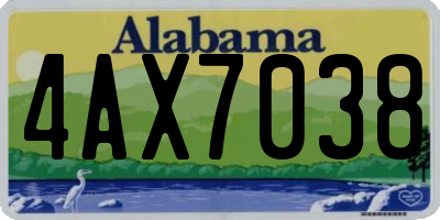 AL license plate 4AX7038