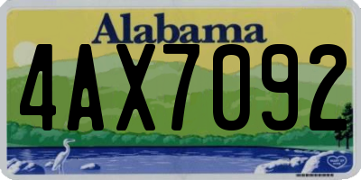 AL license plate 4AX7092