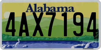 AL license plate 4AX7194