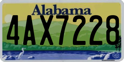 AL license plate 4AX7228