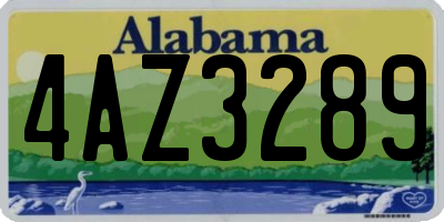 AL license plate 4AZ3289