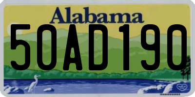 AL license plate 50AD190