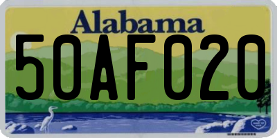 AL license plate 50AF020