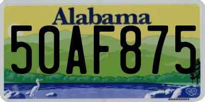 AL license plate 50AF875