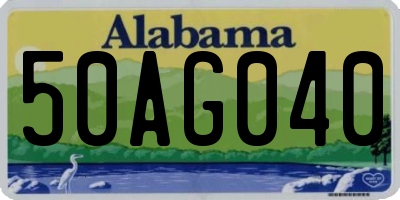 AL license plate 50AG040