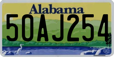 AL license plate 50AJ254