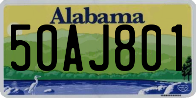 AL license plate 50AJ801