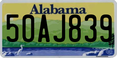 AL license plate 50AJ839