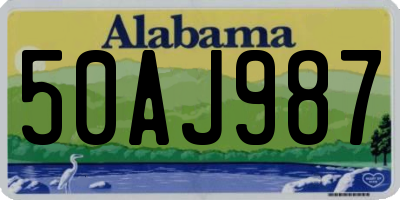 AL license plate 50AJ987
