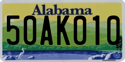 AL license plate 50AK010