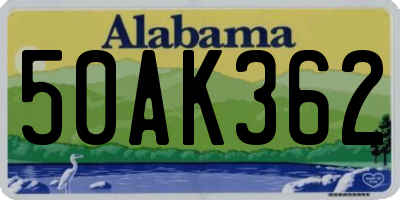 AL license plate 50AK362