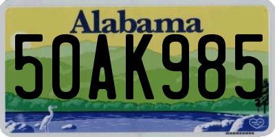 AL license plate 50AK985