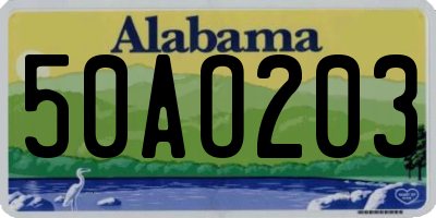 AL license plate 50AO203