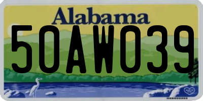 AL license plate 50AW039
