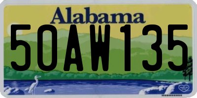 AL license plate 50AW135