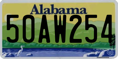 AL license plate 50AW254