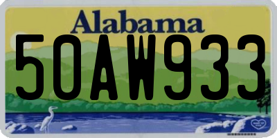AL license plate 50AW933