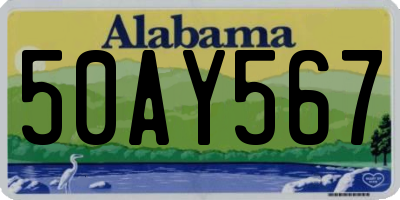 AL license plate 50AY567