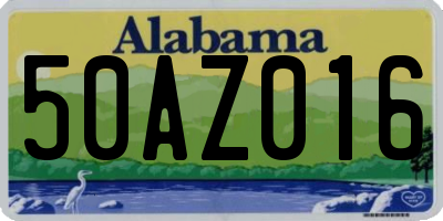 AL license plate 50AZ016